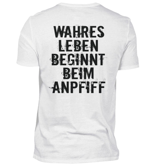 Real life begins at kickoff - Men's T-Shirt